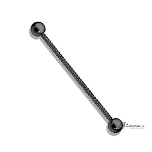 14GA 316L Surgical Steel Twisted Rope Industrial Barbells - Black