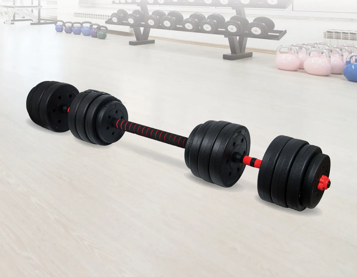 40kg Adjustable Rubber-Coated Dumbbell Barbell Set, Ergonomic