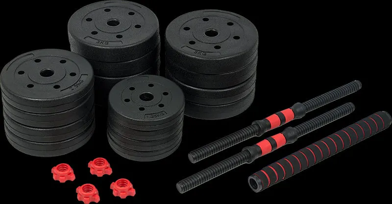 40kg Adjustable Rubber-Coated Dumbbell Barbell Set, Ergonomic