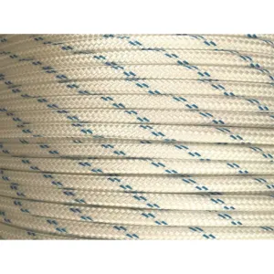 8mm Pulling Rope - (2,050 kgs) (SGE 1,845 kgs) Polyester Double Braid White with Blue Fleck