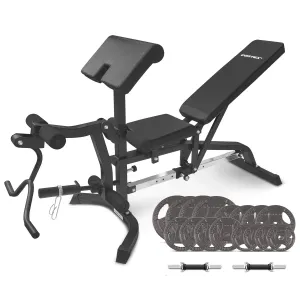 Adjustable FID Bench   79kg Weight Plates & Dumbbells - CORTEX