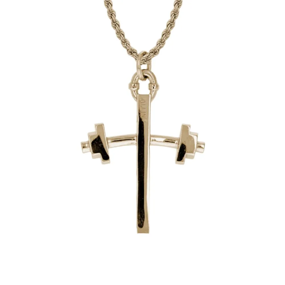 Barbell Cross Necklace | Gold