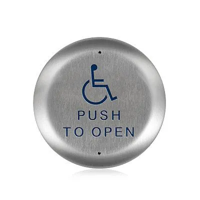 BEA 10PBR451 Round 4.5" Inch Blue Handicap Logo with Push to Open text Push Plate