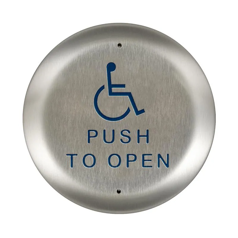 BEA 10PBR451 Round 4.5" Inch Blue Handicap Logo with Push to Open text Push Plate