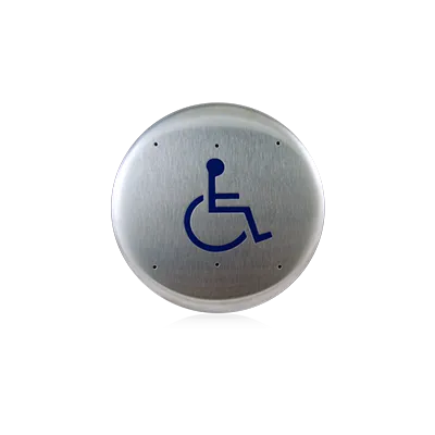 BEA 10PBRLL Round 6 Inch Blue Handicap Logo only Push Plate, Stainless Steel Finish