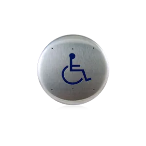 BEA 10PBRLL Round 6 Inch Blue Handicap Logo only Push Plate, Stainless Steel Finish