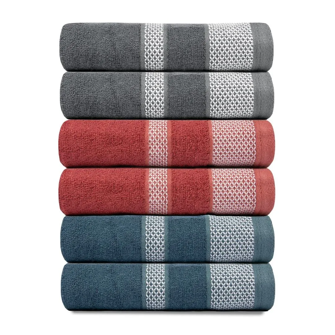 BePlush Zero Twist Bamboo Hand Towels : Ultra Soft, Highly Absorbent, Quick Dry, Anti Bacterial Napkins for Hand Towel || 450 GSM, 40 X 60 cms (6, Emerald Blue, Grey, Rust)