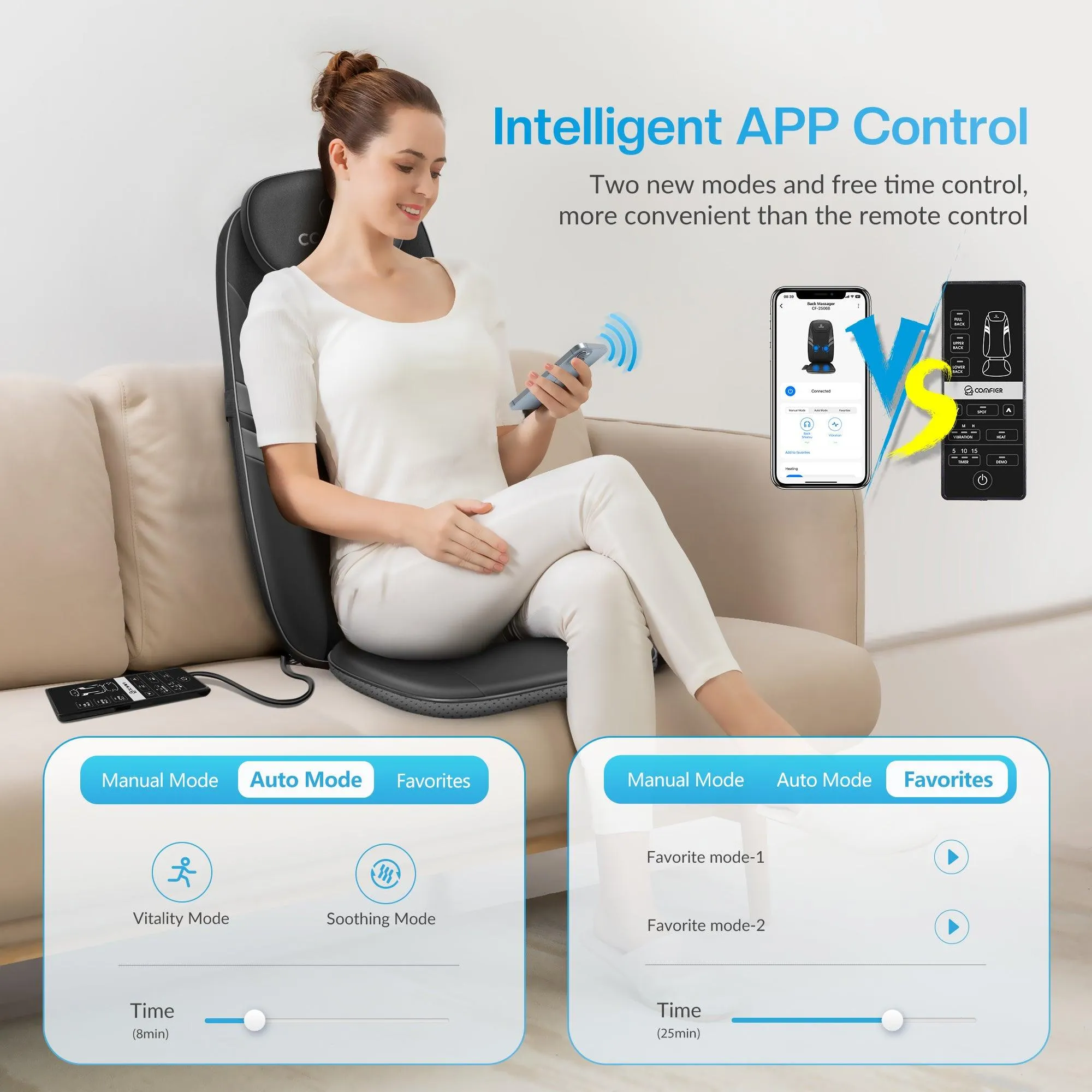 COMFIER Back Massager for Back Pain Relief with APP Control - CF-2506-APP