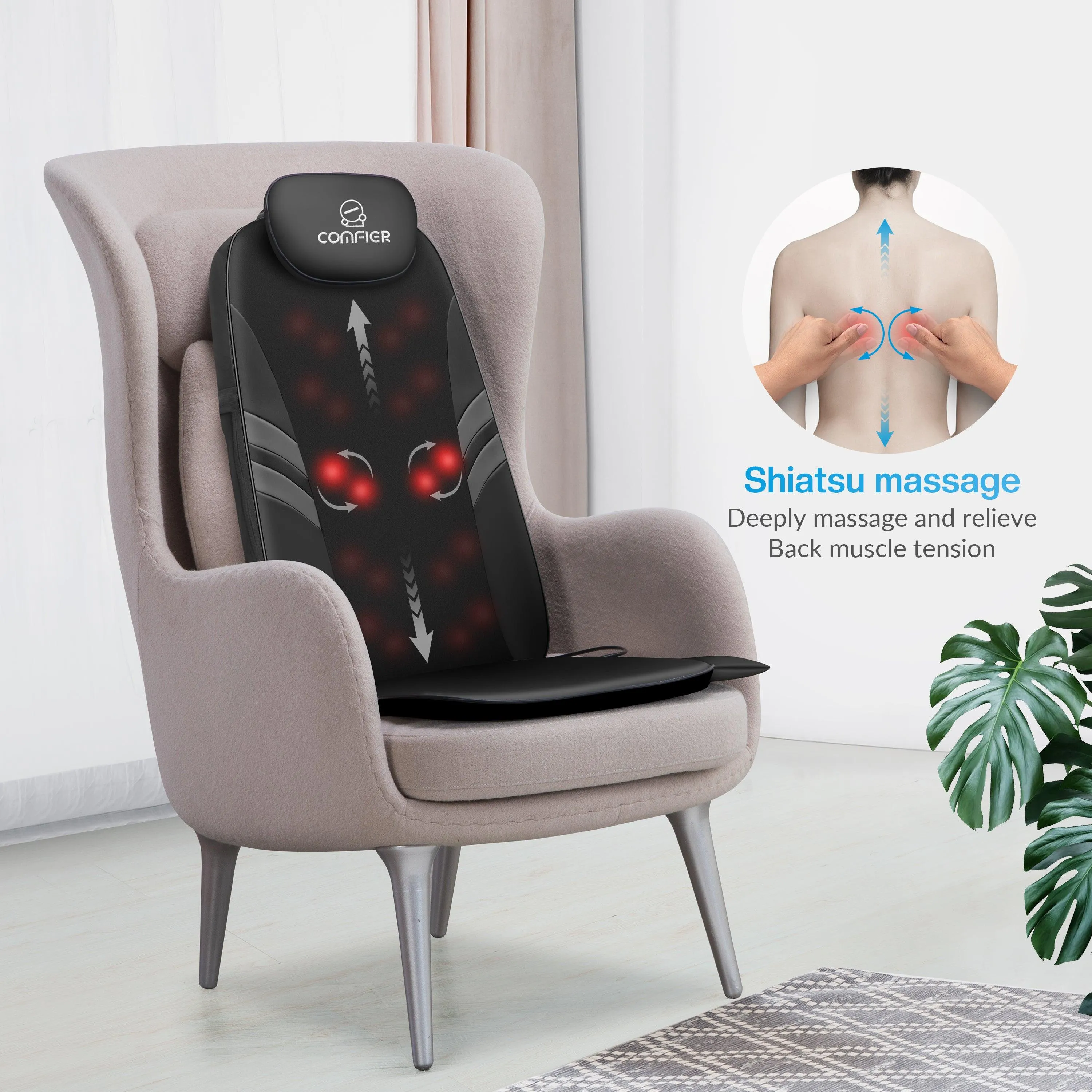 COMFIER Back Massager for Back Pain Relief with APP Control - CF-2506-APP