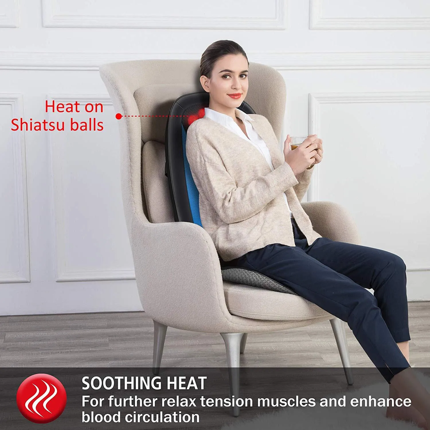 Comfier Shiatsu Back Massager with Heat,Deep Tissue Kneading Massage Seat Cushion - 2606MC