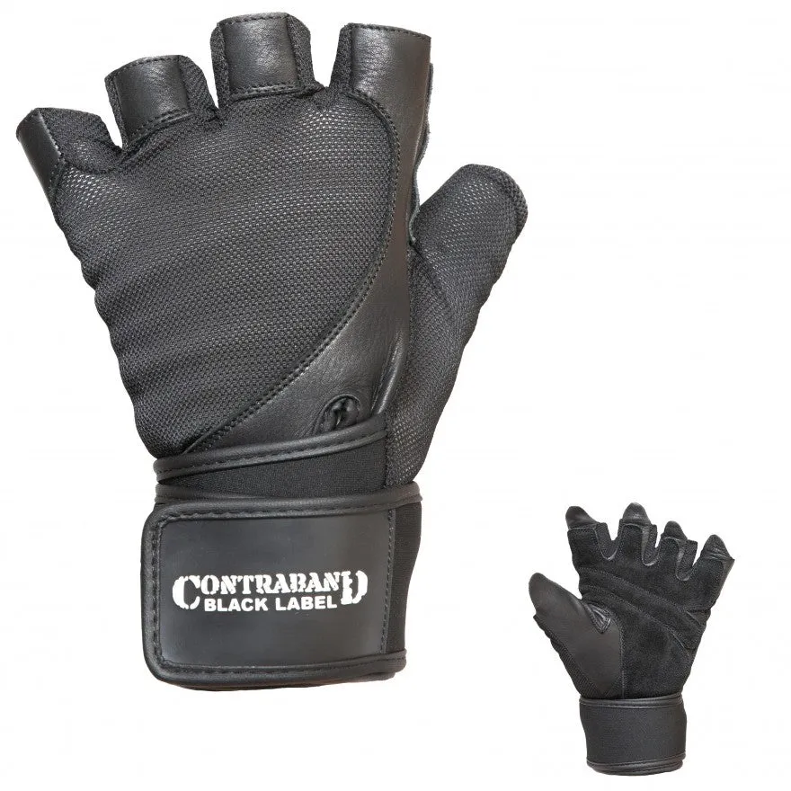 Contraband Black Label 5730 Stretch Fit Wrist Wrap Gloves w/ Split Leather Palm