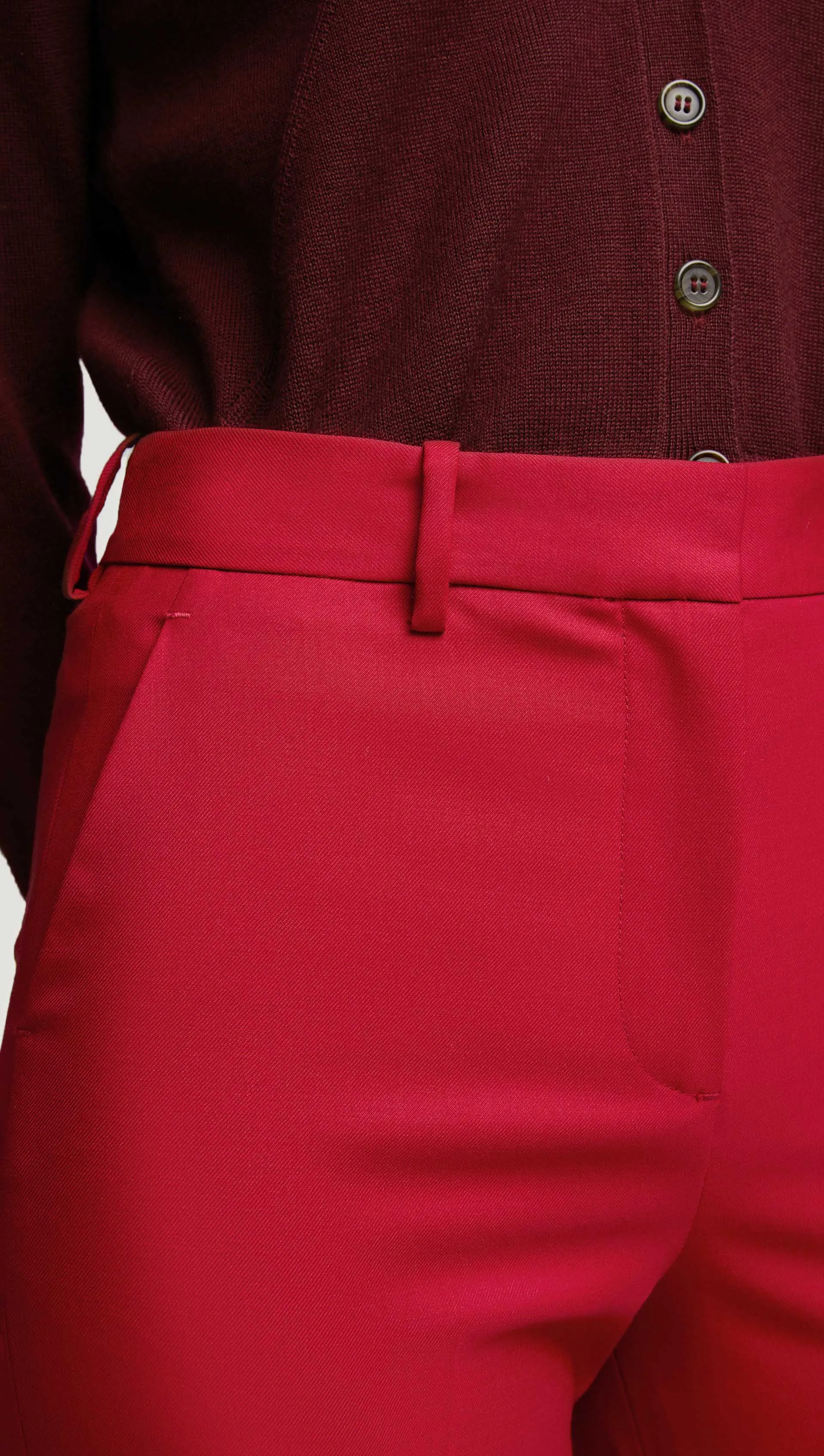 Cropped Straight Leg Trouser in Seasonless Wool | Carmine