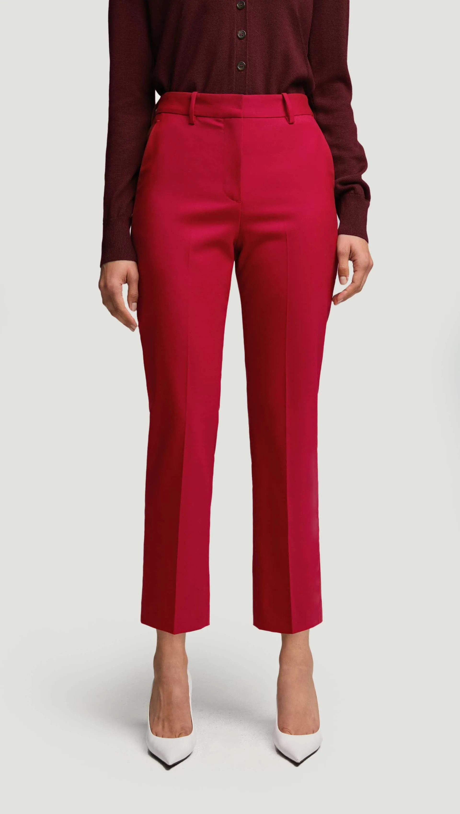 Cropped Straight Leg Trouser in Seasonless Wool | Carmine