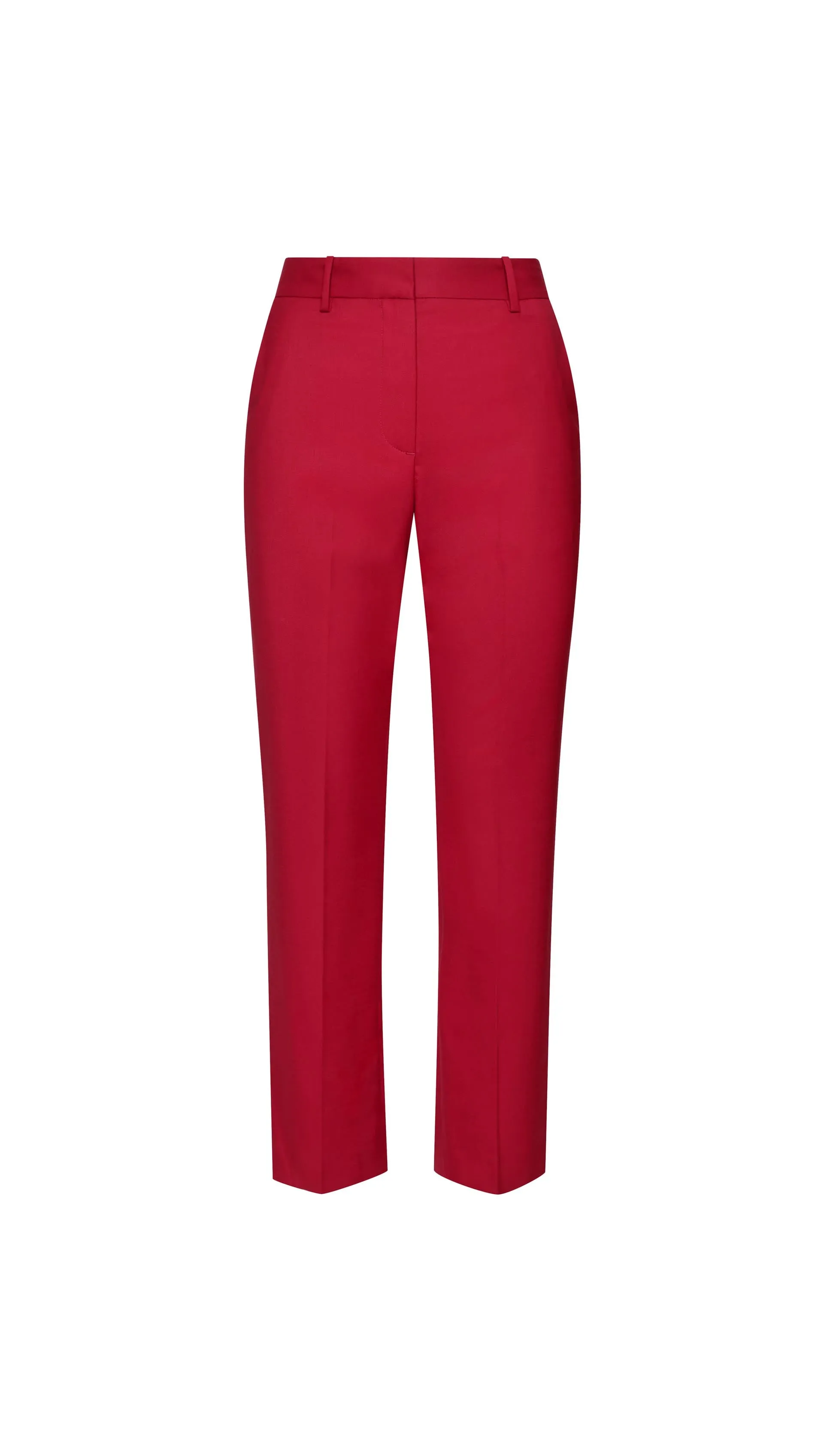 Cropped Straight Leg Trouser in Seasonless Wool | Carmine