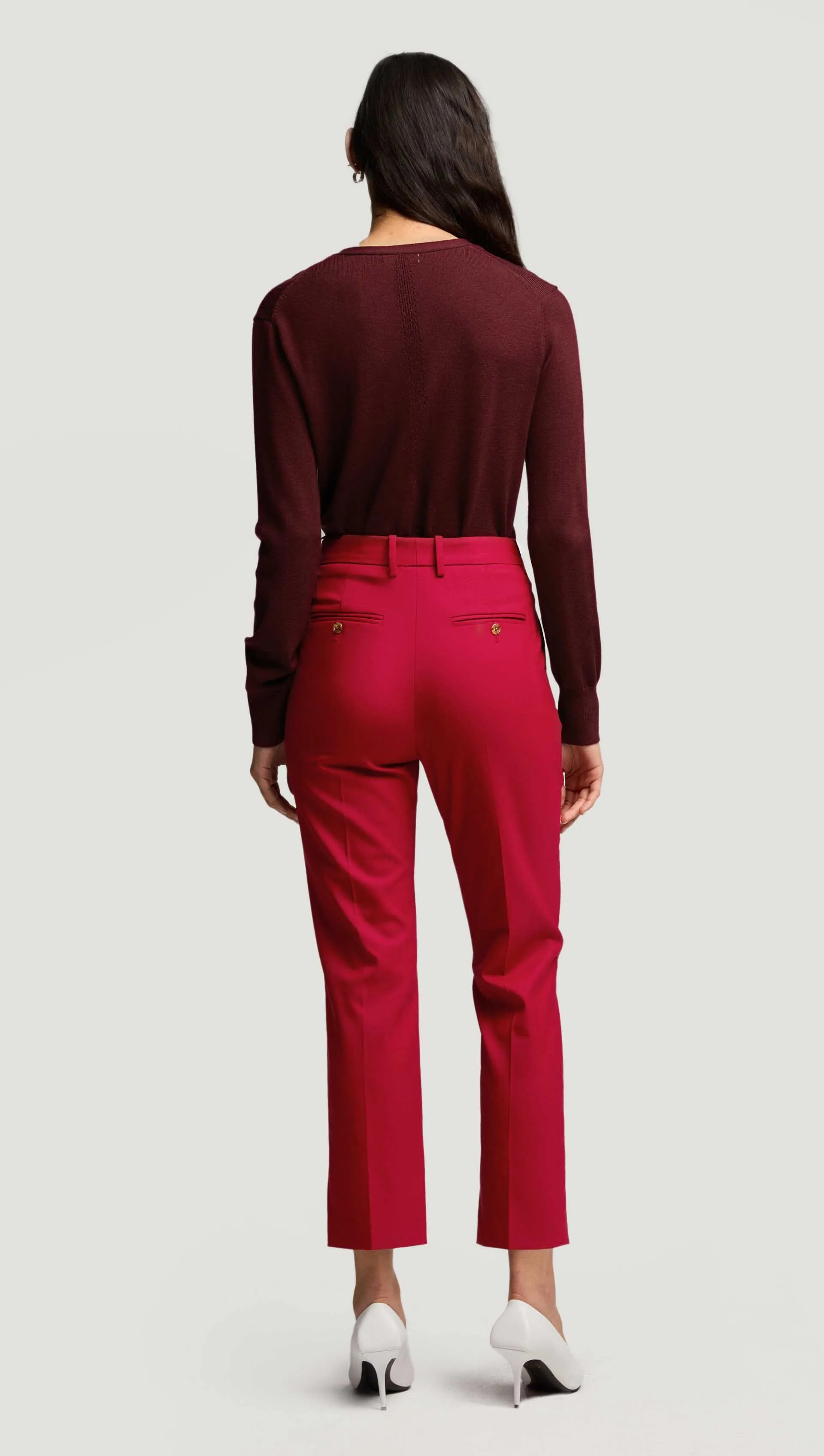 Cropped Straight Leg Trouser in Seasonless Wool | Carmine