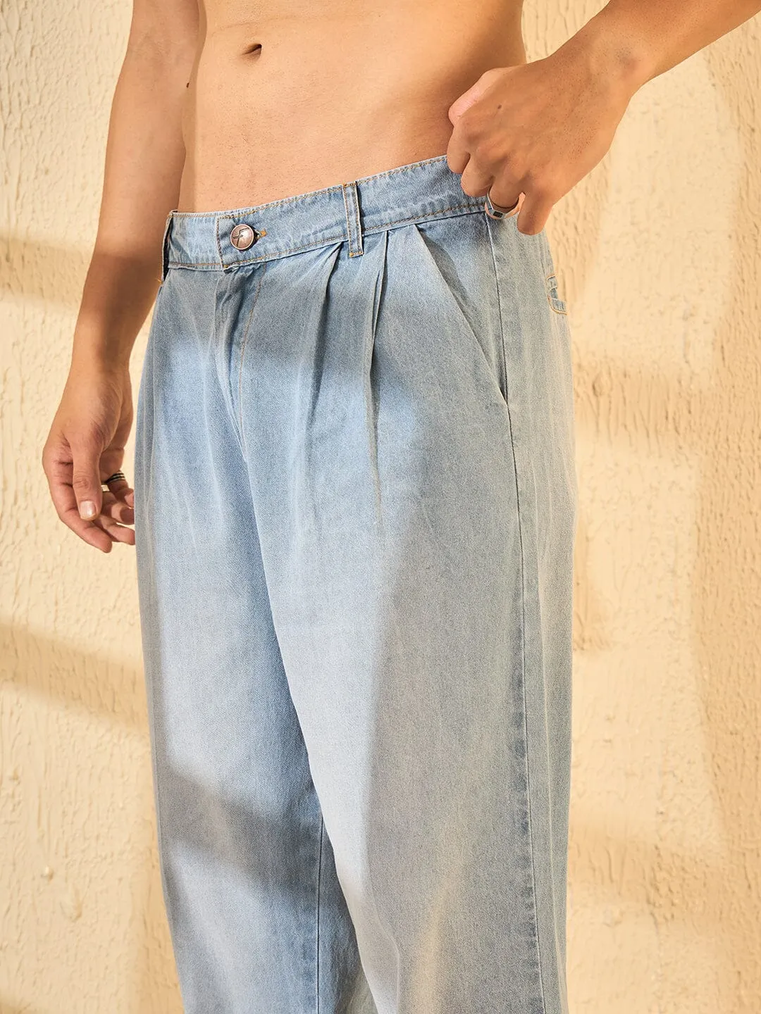 Dusty Washed Pleated Denim