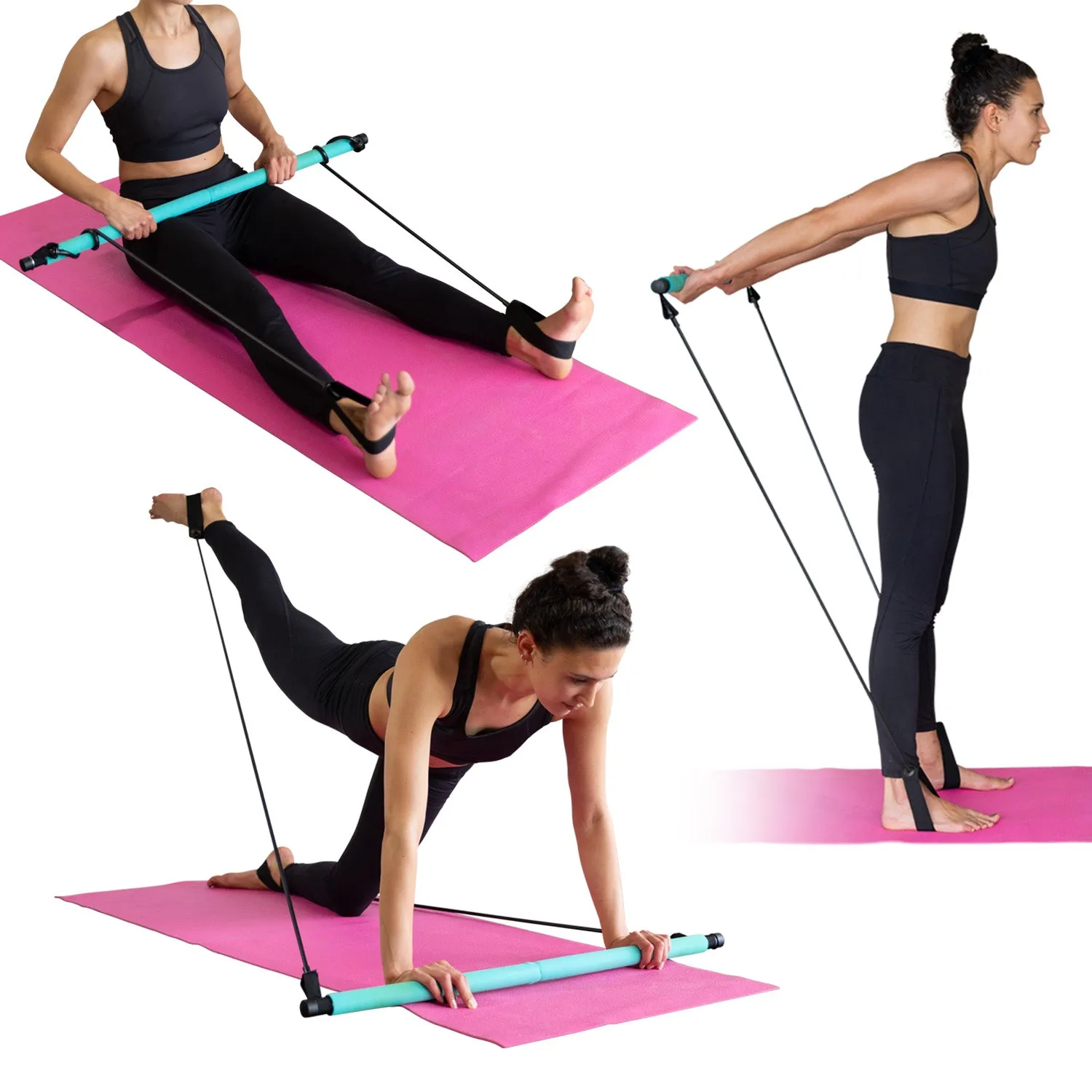 Fast N Firm Pilates Power Bar   Resistance Bands For Full Body Workout At Home