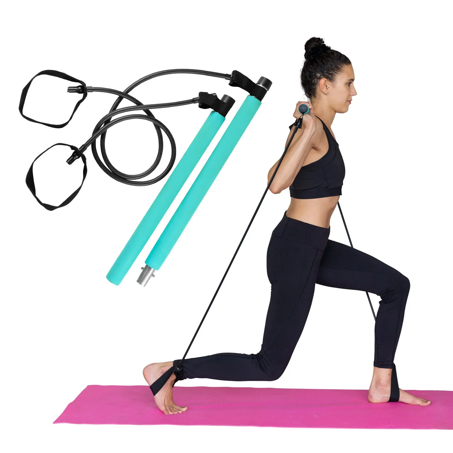 Fast N Firm Pilates Power Bar   Resistance Bands For Full Body Workout At Home