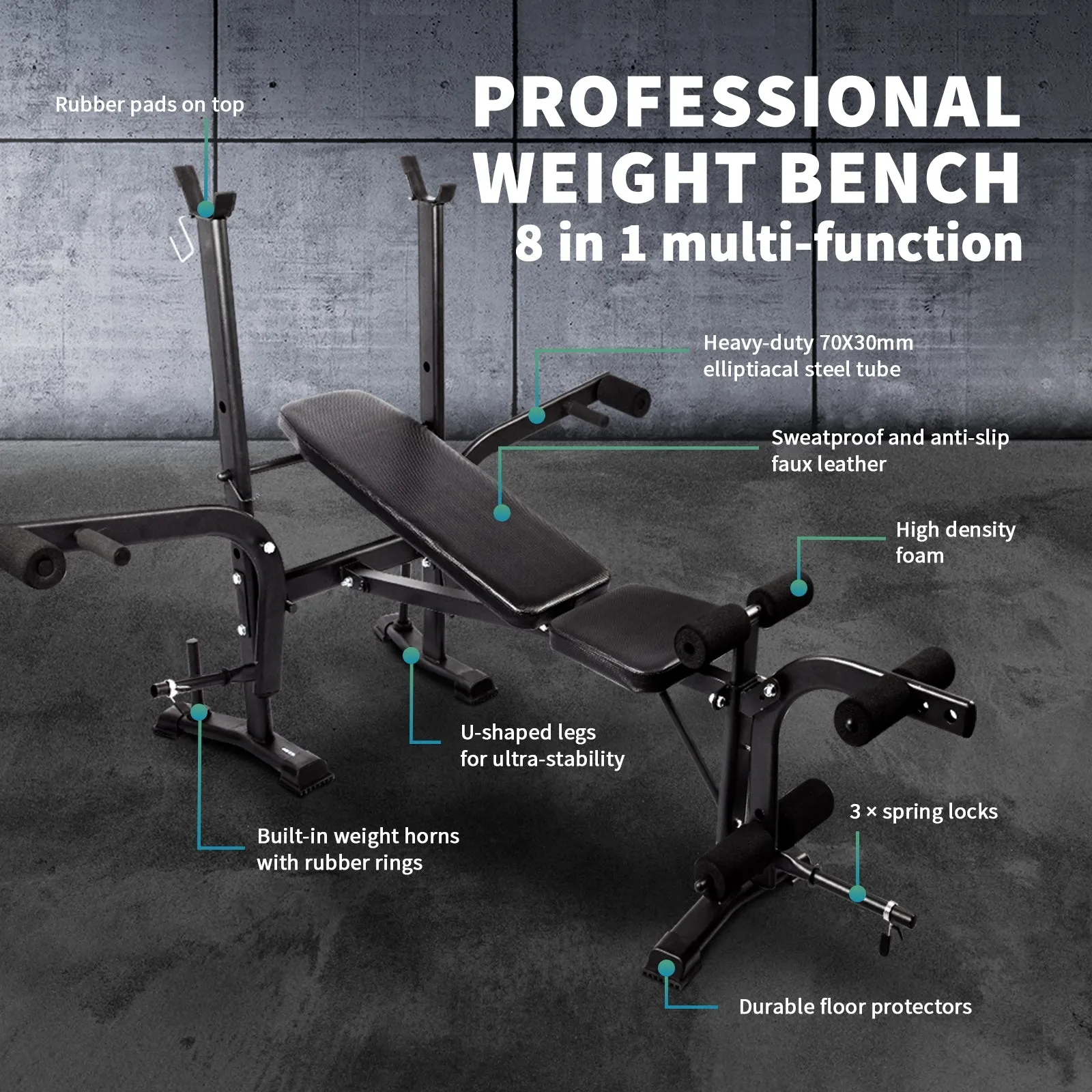 Finex Weight Bench 8-in-1 Press Multi-Station