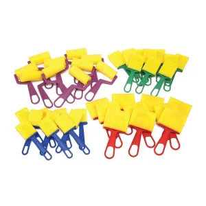 Foam Brush Classroom Pack Assorted Sizes Colors 40 Pieces