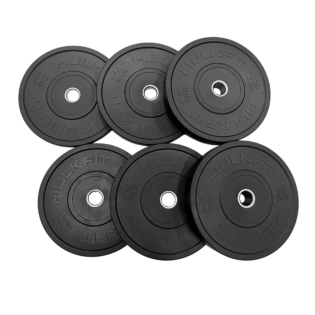 Hulkfit 2” Olympic Shock Absorbing Bumper Weight Plates - Black