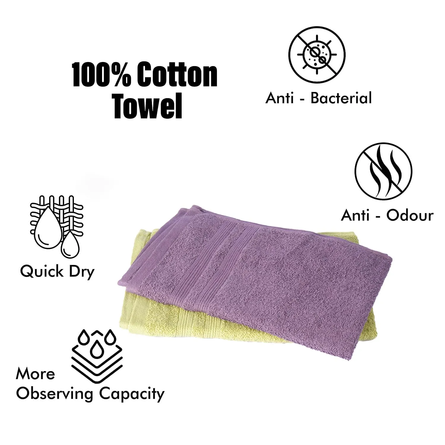 Kuber Industries 525 GSM Cotton Hand Towels |Super Soft, Quick Absorbent & Anti-Bacterial|Gym & Workout Towels|Pack of 12 (Purple & Green)