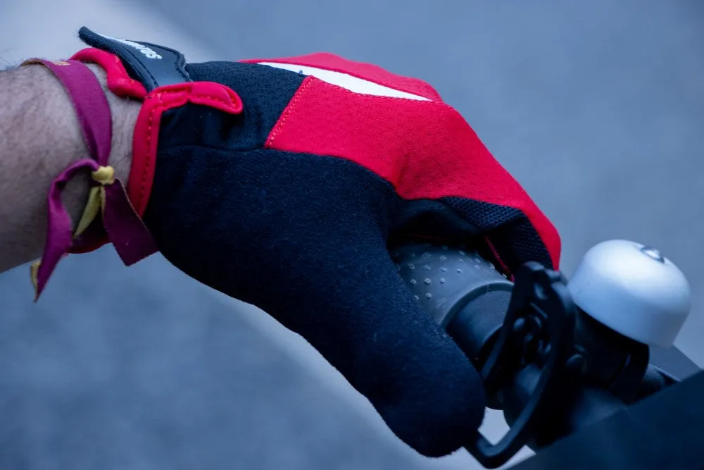 Mountain Biking Gloves | Full Finger Padded Cycling Gloves - RED