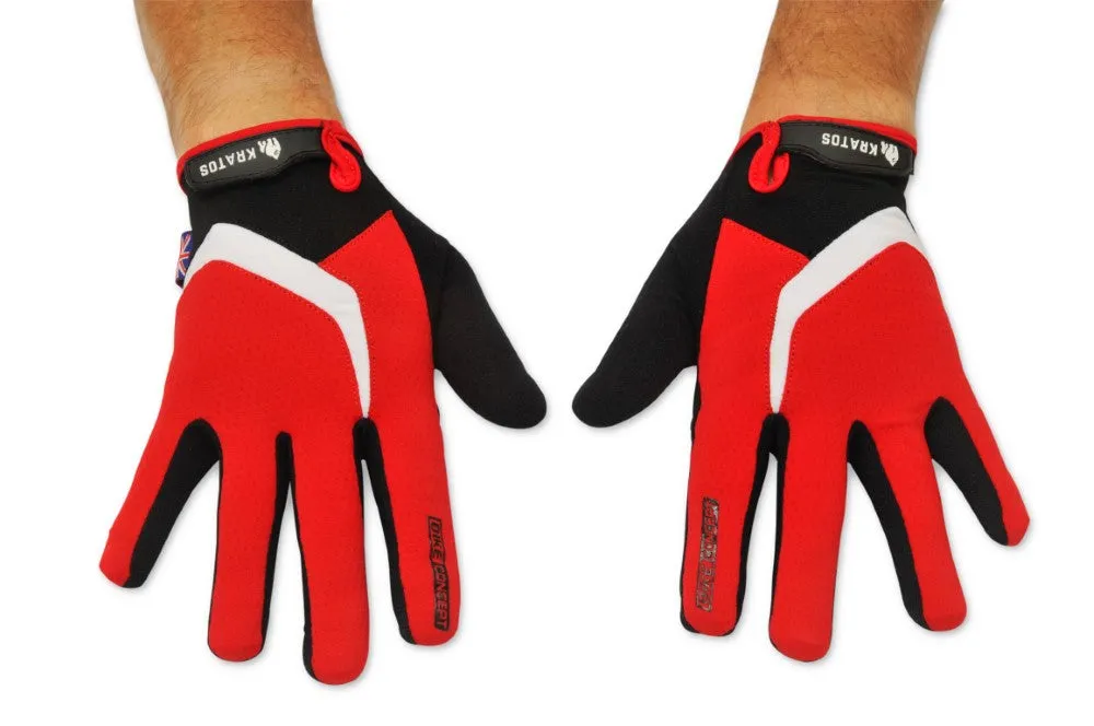 Mountain Biking Gloves | Full Finger Padded Cycling Gloves - RED