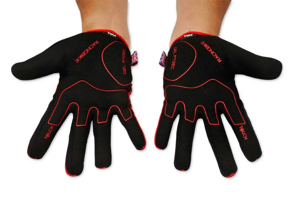 Mountain Biking Gloves | Full Finger Padded Cycling Gloves - RED