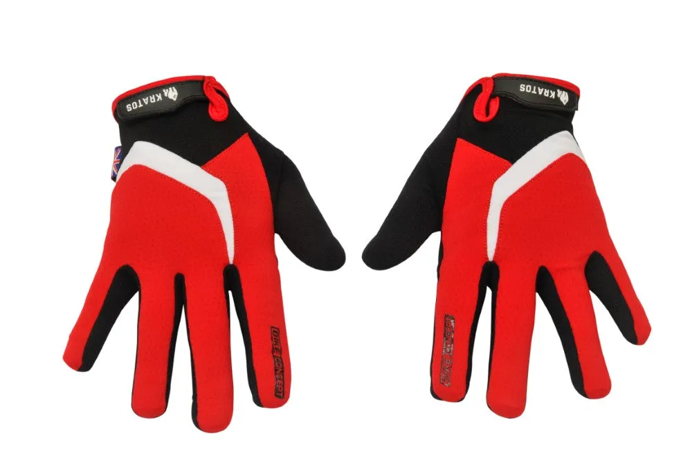 Mountain Biking Gloves | Full Finger Padded Cycling Gloves - RED