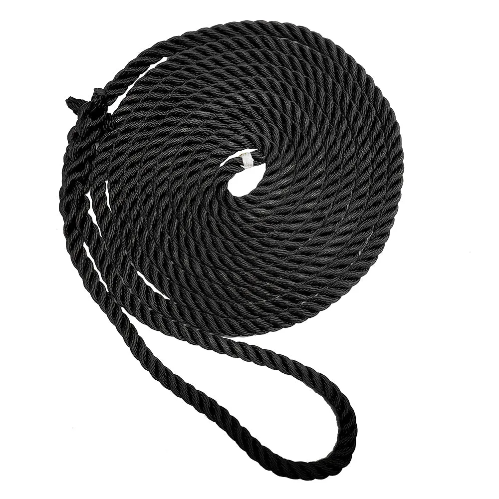 New England Ropes 3/4" Premium 3-Strand Dock Line - Black - 50