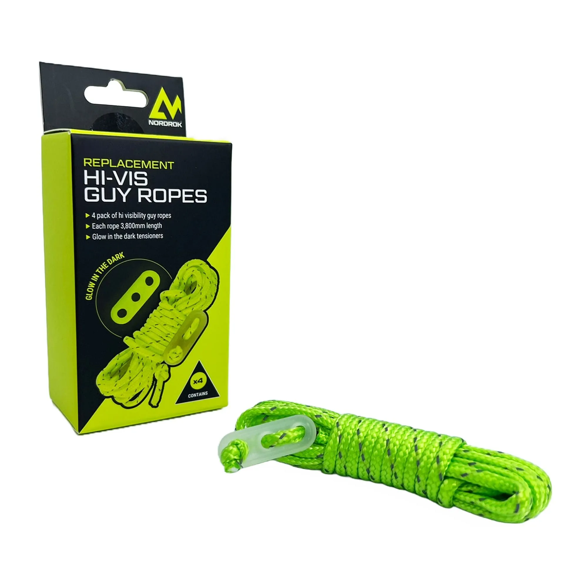 Nordrok Hi-Vis Guy Ropes 4pk