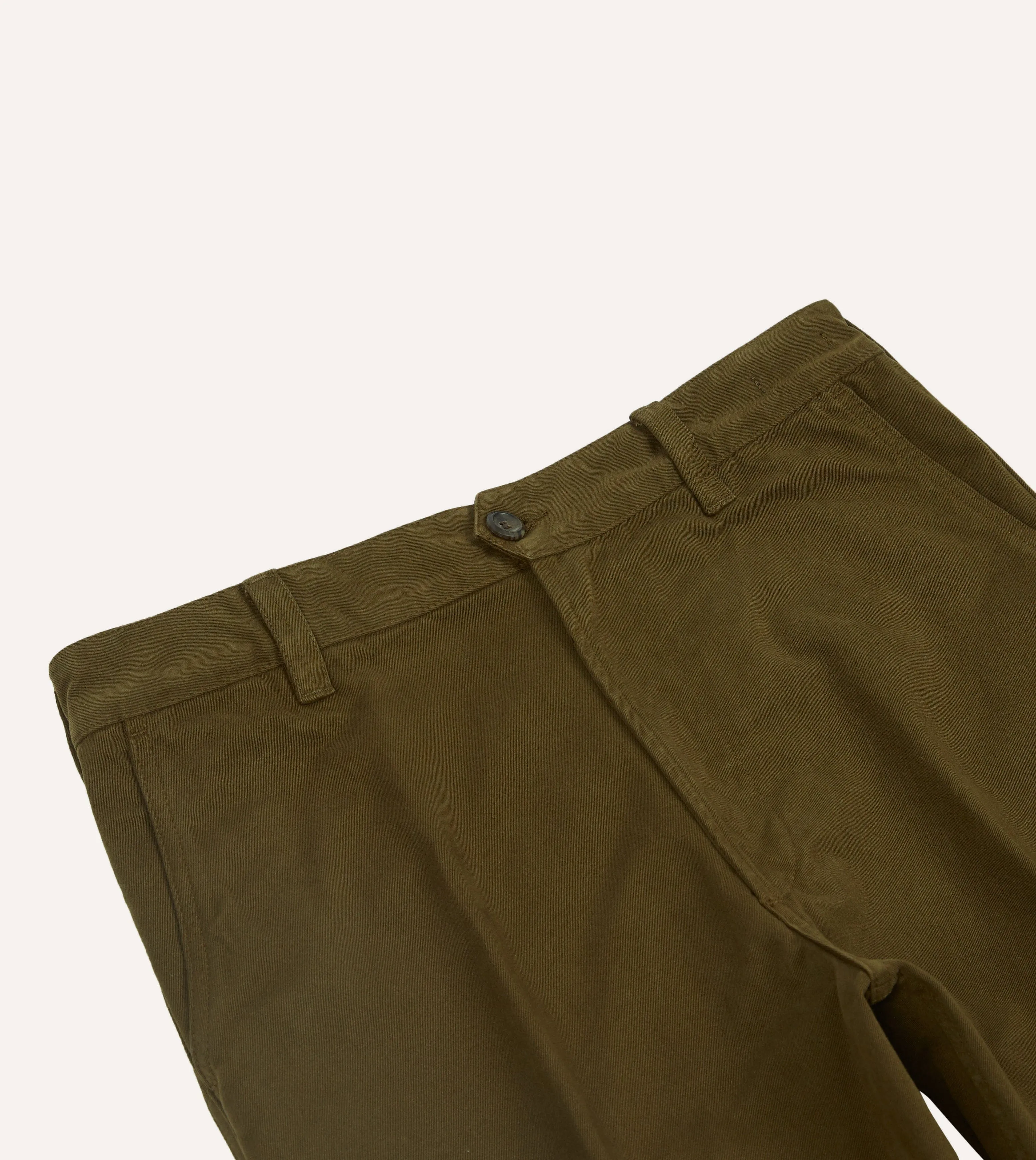 Olive Textured Cotton Flat Front Chino