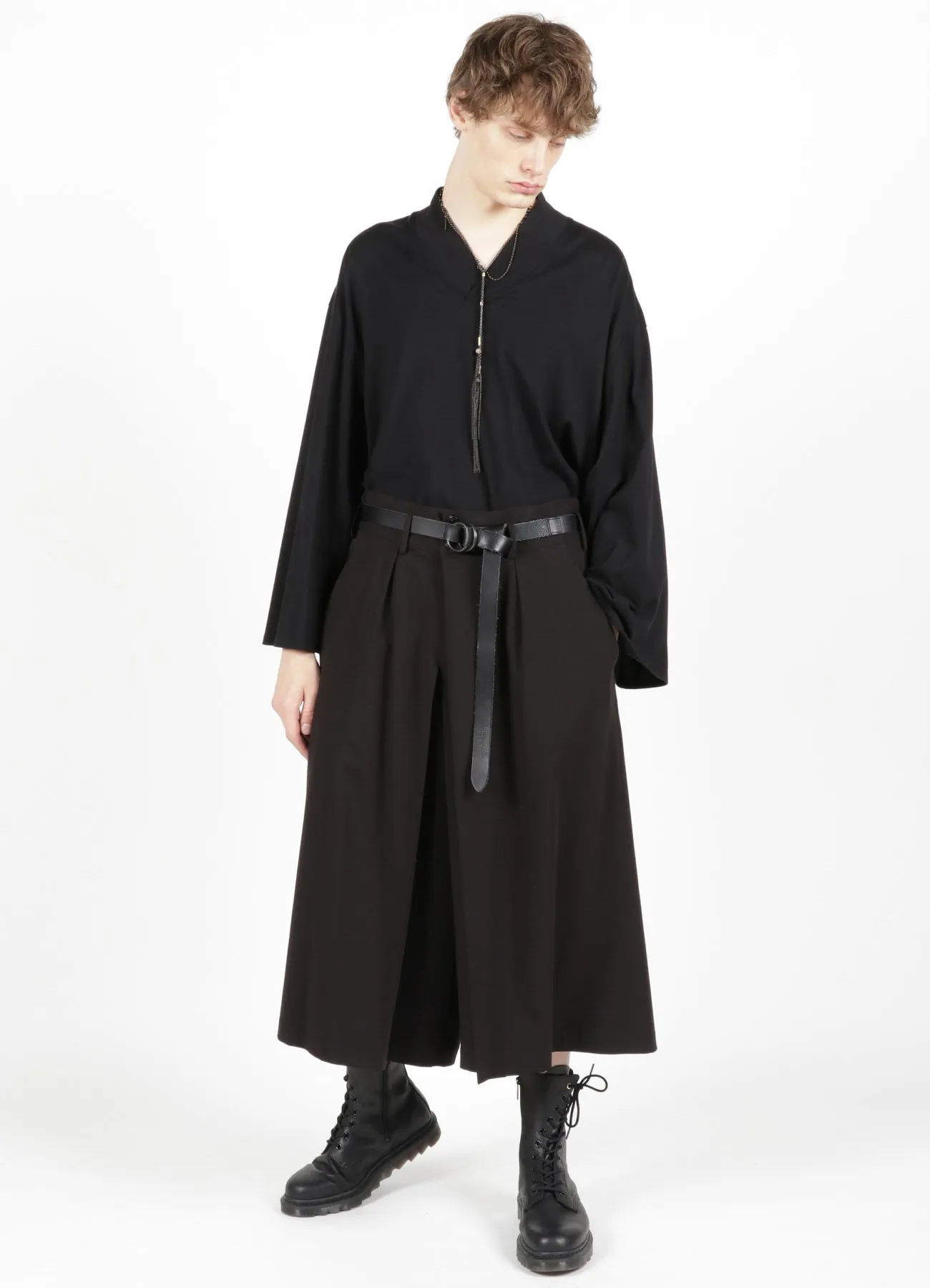 PE/RAYON GABARDINE STRETCH HAKAMA TUCK PANTS