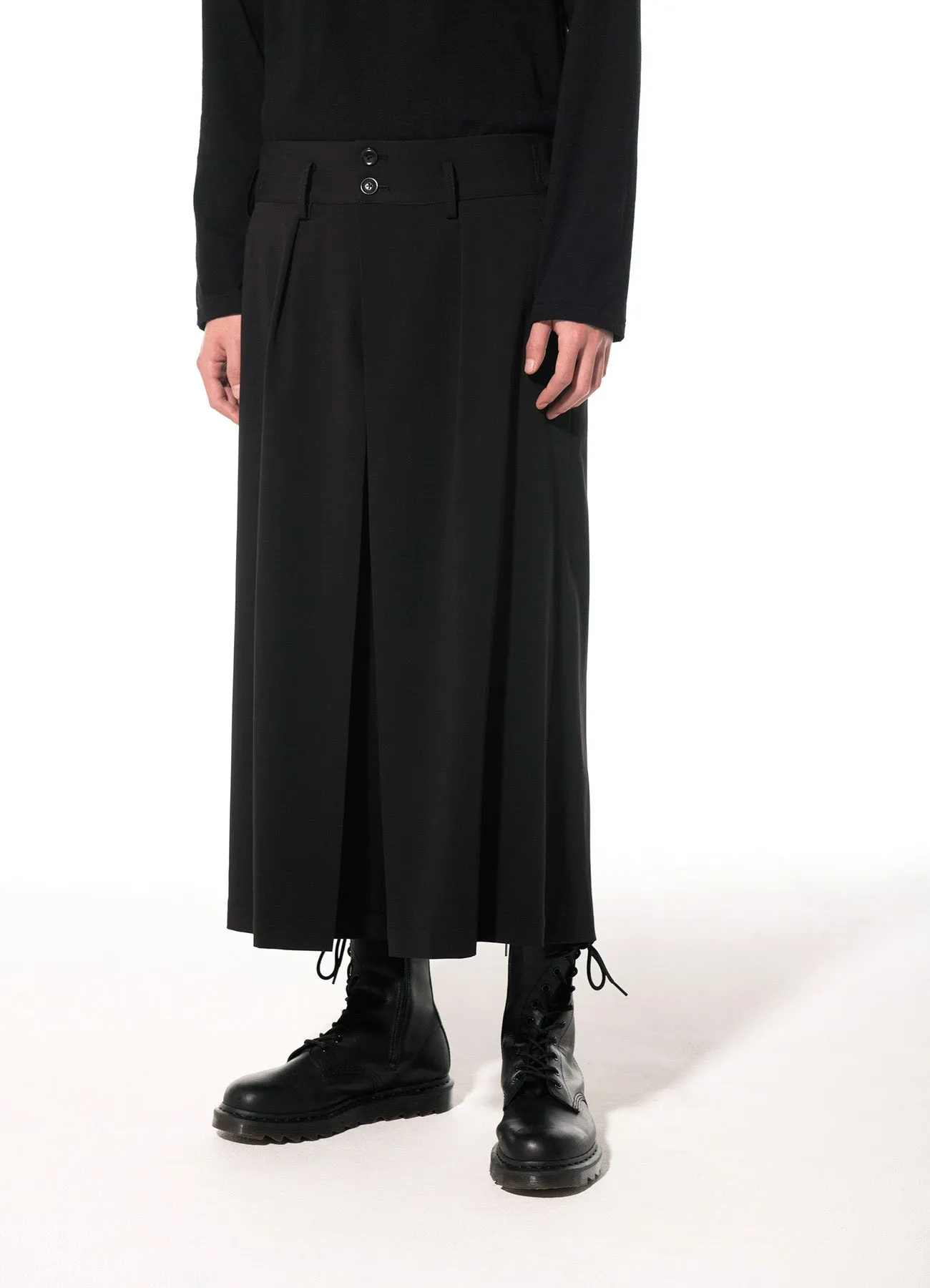 PE/RAYON GABARDINE STRETCH HAKAMA TUCK PANTS