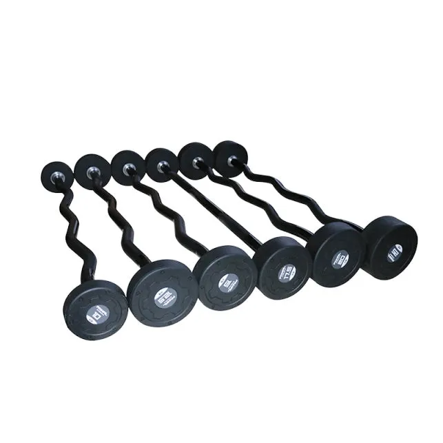 Primal Pro Series Rubber 10-45kg Fixed Barbell Set - EZ Bar