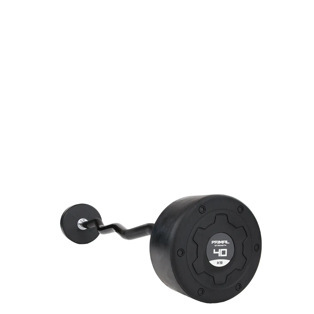 Primal Pro Series Rubber 10-45kg Fixed Barbell Set - EZ Bar