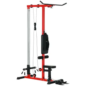 Pull Up Station Power Cage with Adjustable Seat, Home Gym - Red