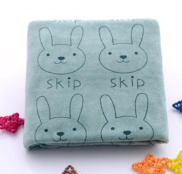 Rabbit Microfiber Baby Kids Beach Bath Towel For Bathing Swimming Absorbent Drying