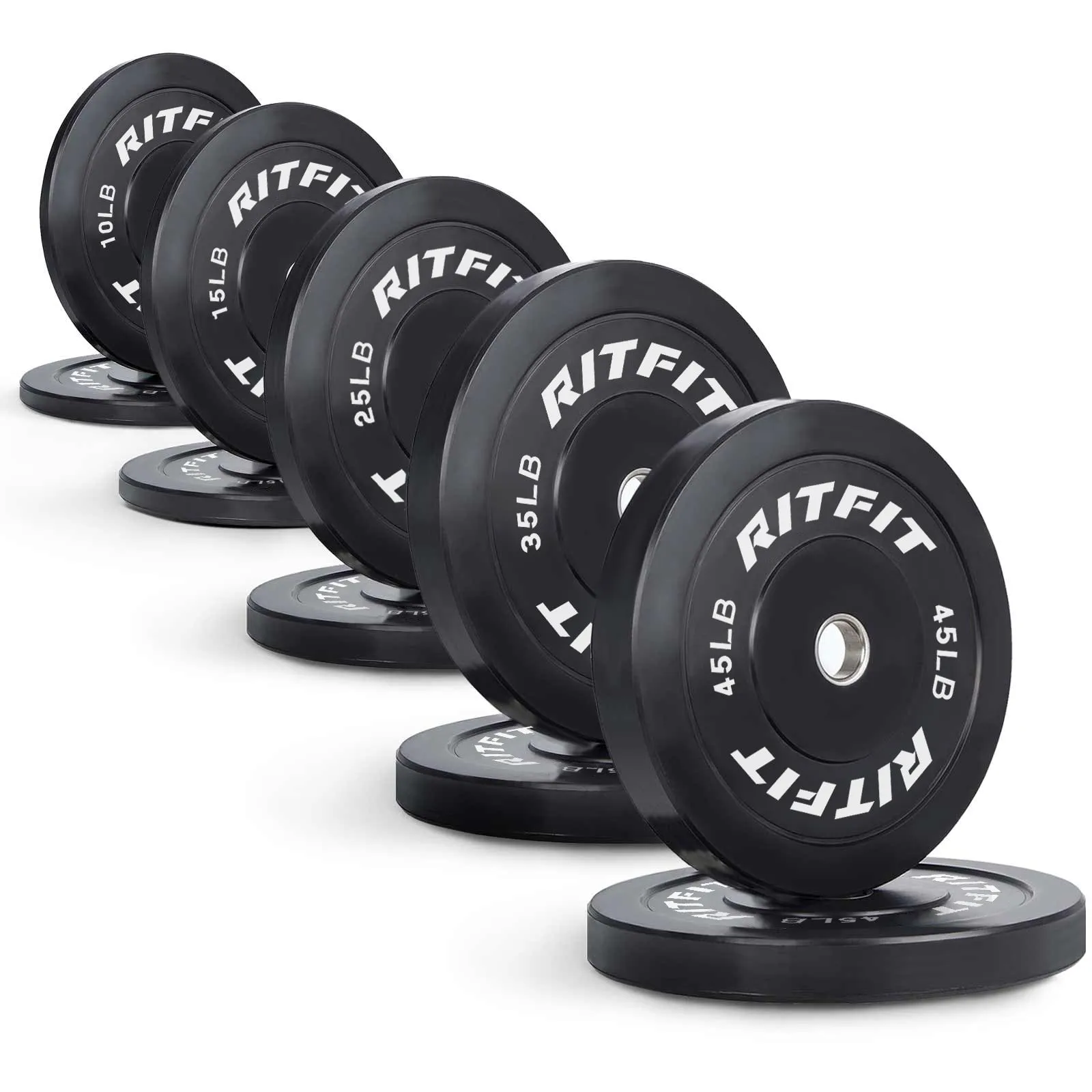 RitFit Bumper Plates Olympic Rubber Weight Plates, 2-inch