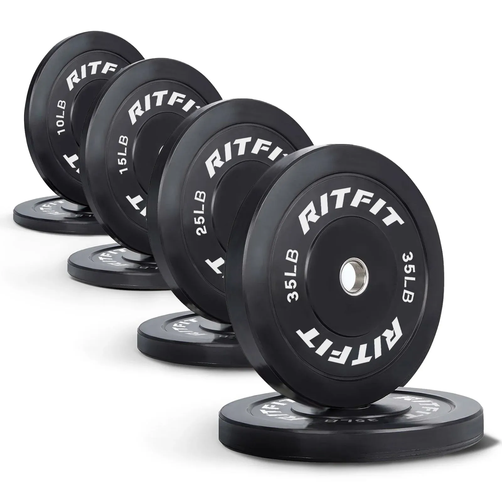 RitFit Bumper Plates Olympic Rubber Weight Plates, 2-inch