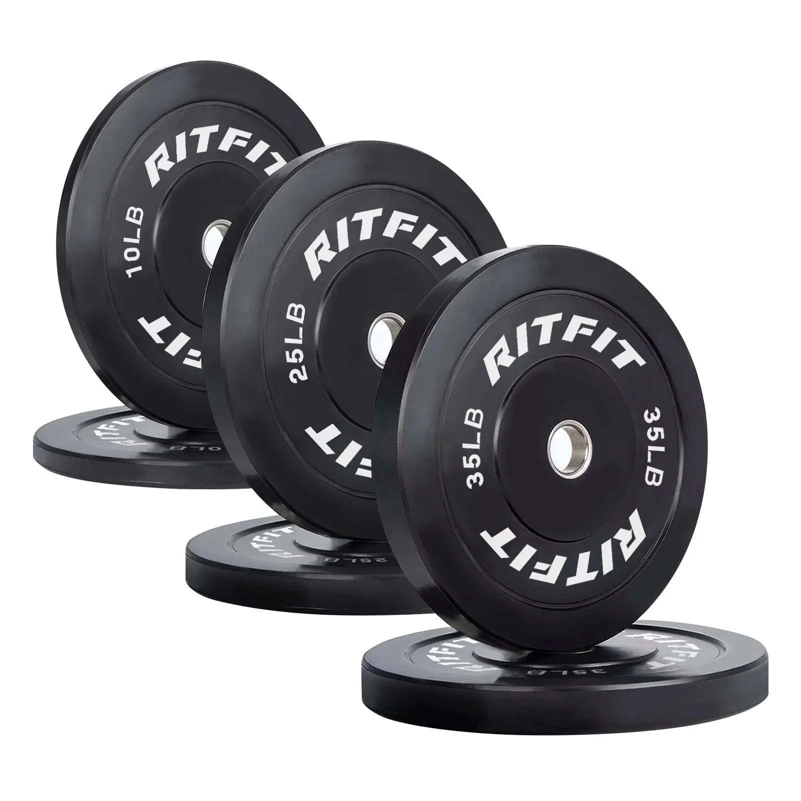 RitFit Bumper Plates Olympic Rubber Weight Plates, 2-inch