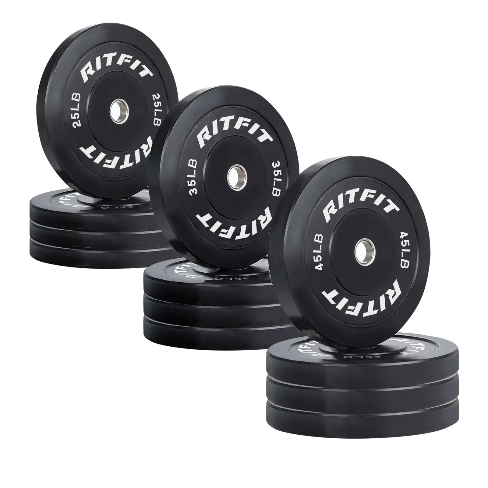 RitFit Bumper Plates Olympic Rubber Weight Plates, 2-inch