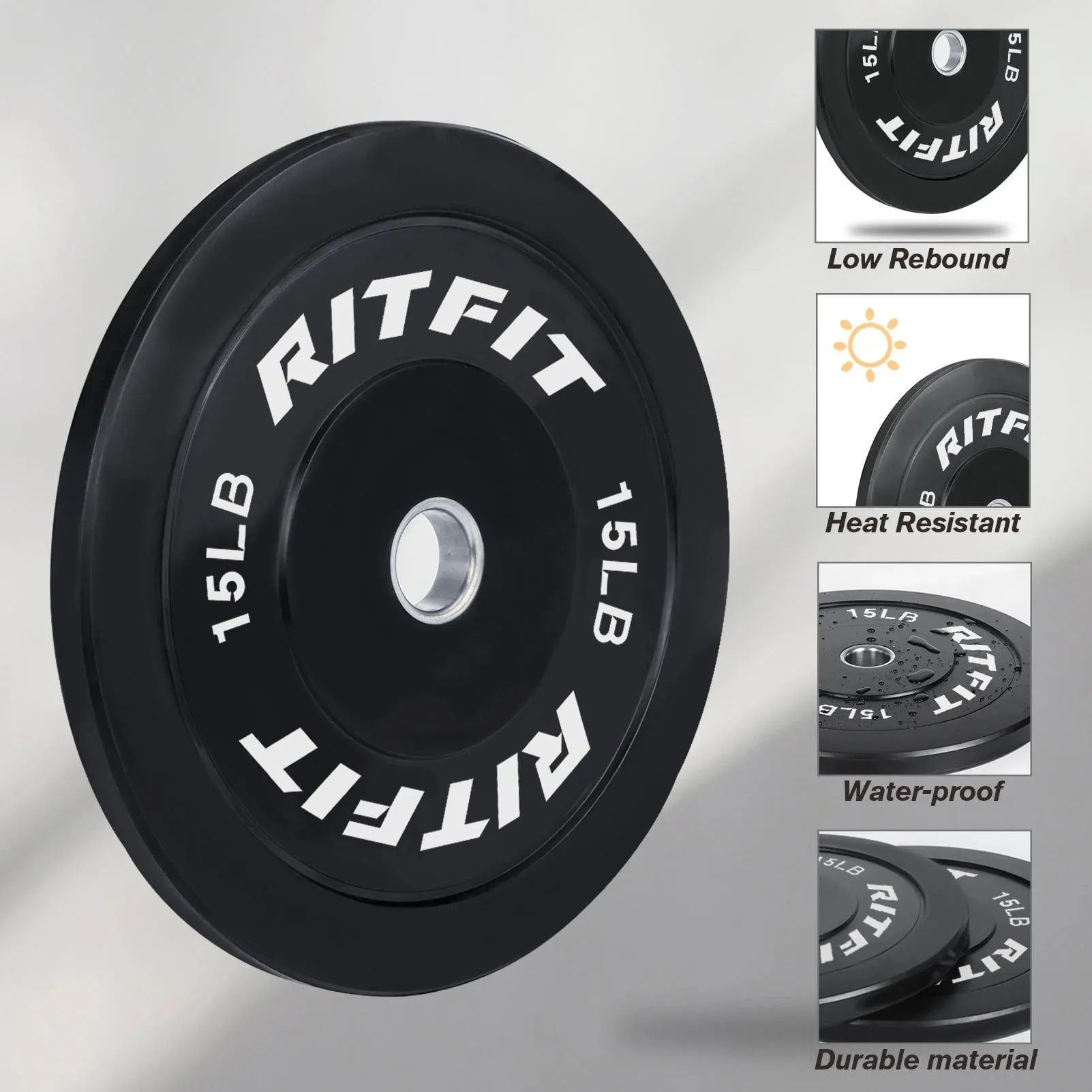 RitFit Bumper Plates Olympic Rubber Weight Plates, 2-inch