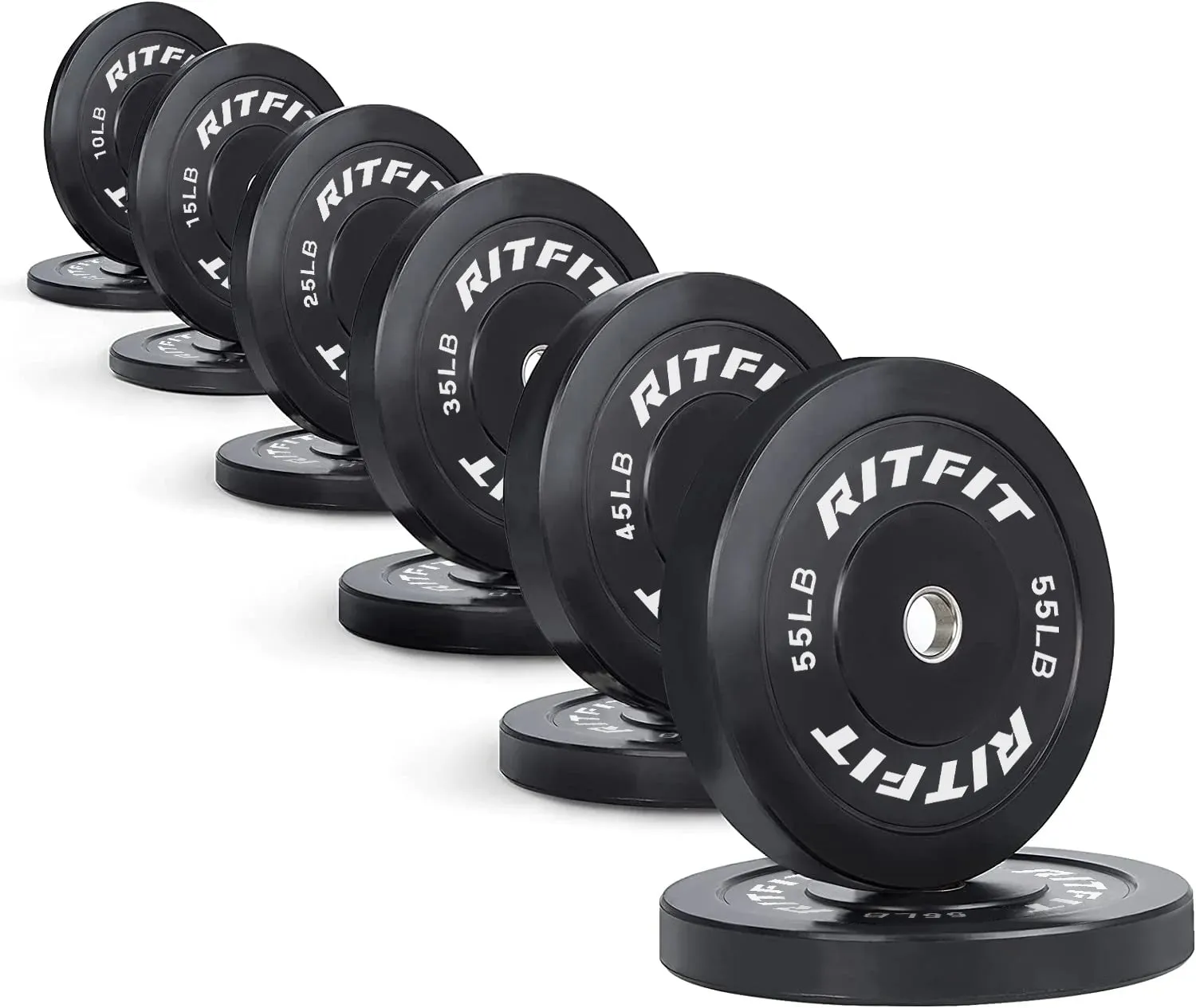 RitFit Bumper Plates Olympic Rubber Weight Plates, 2-inch