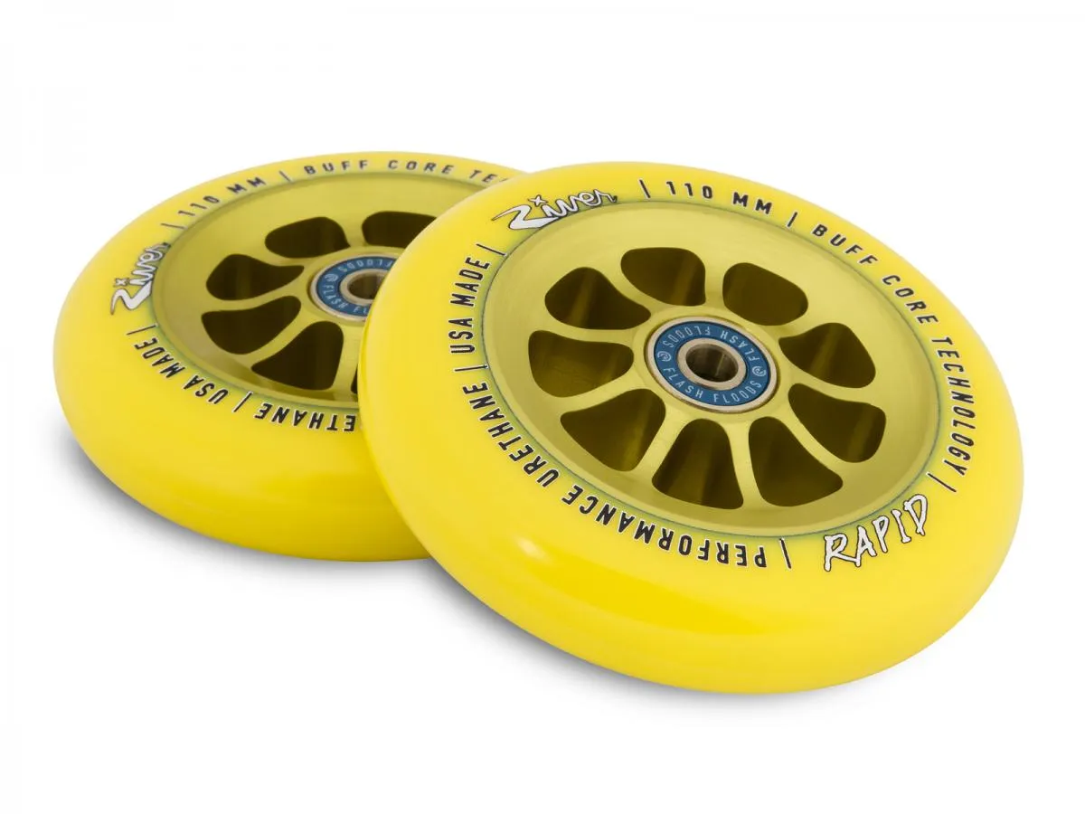 River "Sunrise" Rapids Scooter Wheels 110mm (Set of 2) Yellow/Yellow