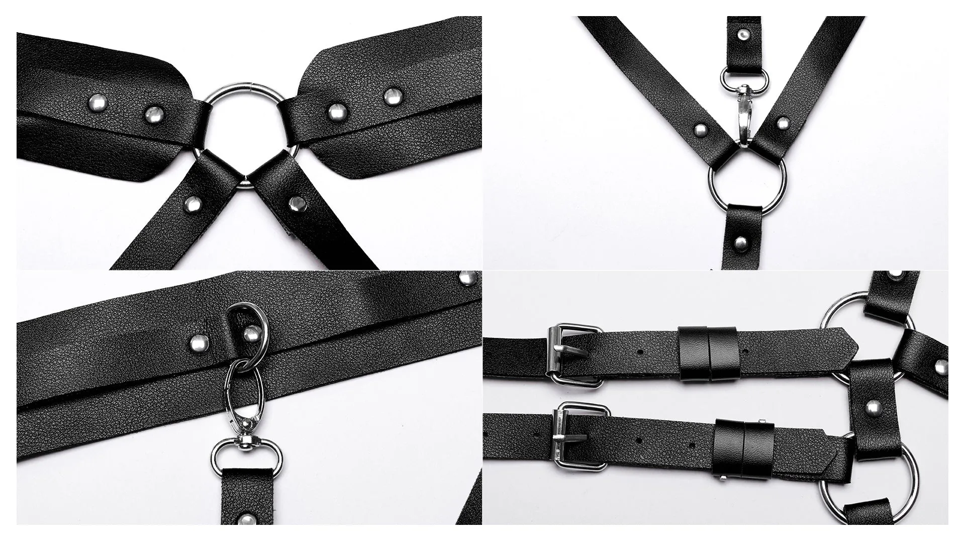 Sexy Inverted Triangular Straps On The Side, Detachable Clasp For Versatile Dressing Artificial Leather Punk Harness