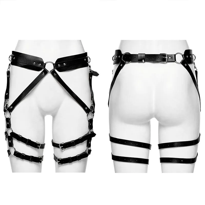 Sexy Inverted Triangular Straps On The Side, Detachable Clasp For Versatile Dressing Artificial Leather Punk Harness