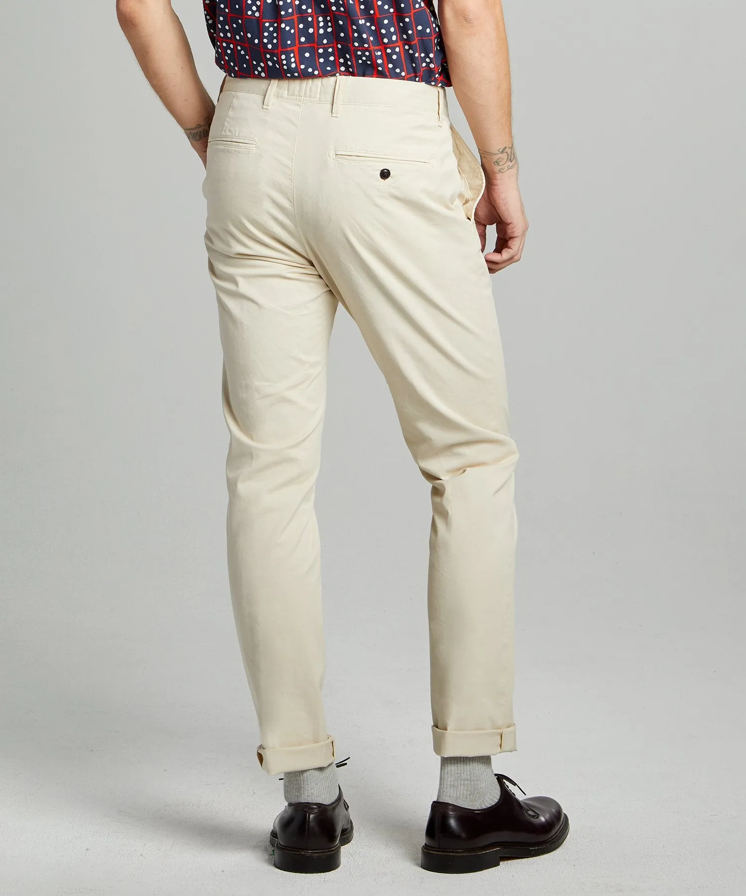 Slim Fit Tab Front Stretch Chino in Ivory Coast