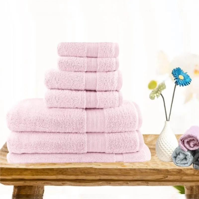 Softouch Light Weight Soft Premium Cotton Bath Towel 7 Piece Baby Pink Towel Pack